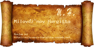 Milovánov Hargitta névjegykártya